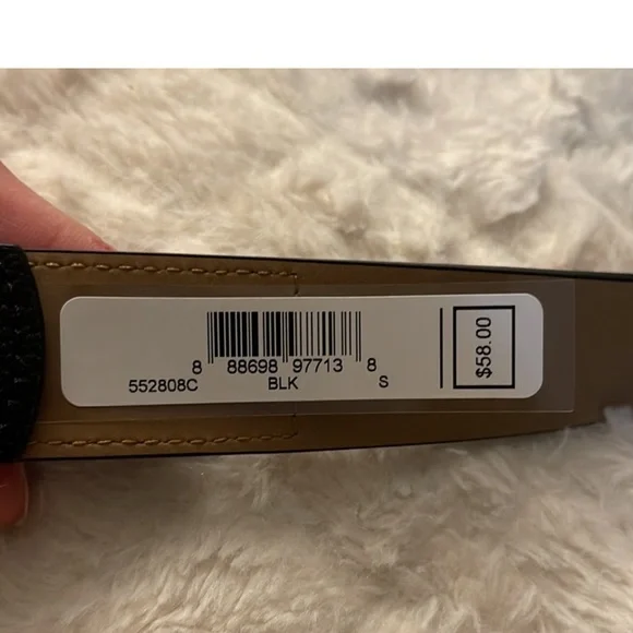 MICHAEL KORS BELT BLACK WITH PRINTED MK LOGO TRIPLE BELT LOOP W/ STUDS BLK - Picture 6 of 13